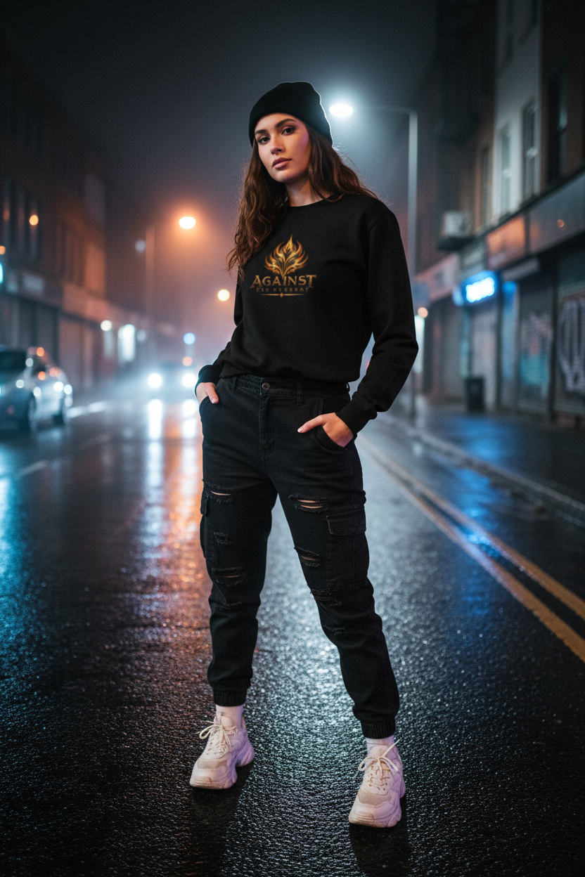 Against the Current mockup – nainen, musta