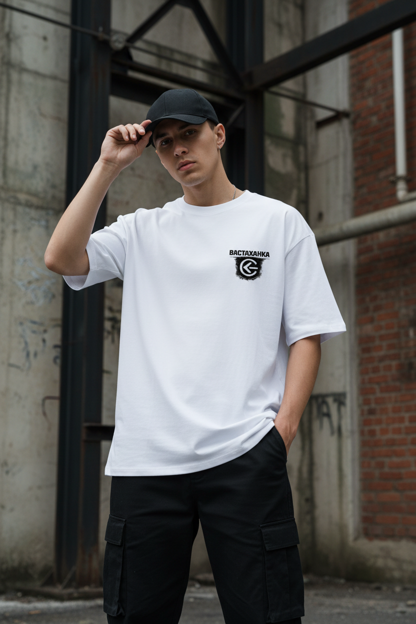 Vastahanka arrow logo tee front view with cap